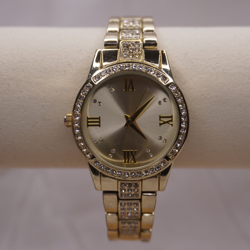 Elegant Womens Gold Watch With Diamond Accents